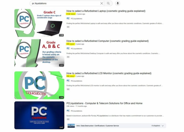 Youtube - PC Liquidations Video View Count Screenshot